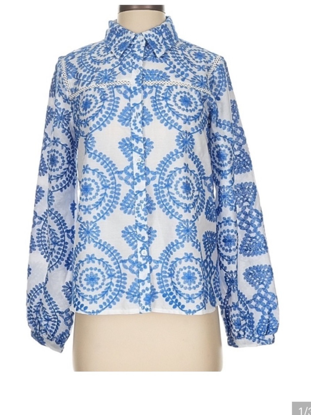 Anthropologie by Lauren Hansen Long sleeve blouse embroidered size 4